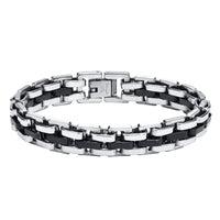 Wide Strap Link Bracelet — Non-Tarnish Stainless Steel (Gold / Silver / Black)