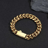 Spring-Buckle Cuban Bracelet — 6–12mm, Stainless Steel