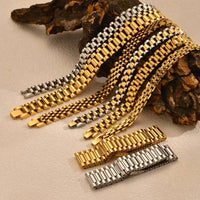 Watch-Band Link Bracelet — Non-Tarnish Stainless Steel (Gold / Silver)