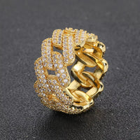 Iced CZ Cuban Ring — 11mm 2-Row Bling (Gold / Silver)