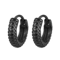 Men's Snake Hoop Earrings — Textured Stainless Steel (Black / Silver)