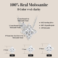 ATTAGEMS Clover Cut DVVS1 Moissanite Necklace for Women S925 Sterling Silver Adjustable 40+5cm Pass Diamond Test Valentine Gifts
