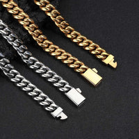 Spring-Buckle Cuban Bracelet — 6–12mm, Stainless Steel