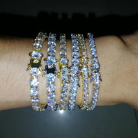 5A CZ Tennis Bracelet — 6mm Round, 18K Gold-Plated Brass