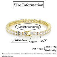 5A CZ Tennis Bracelet — 6mm Round, 18K Gold-Plated Brass