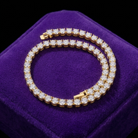Moissanite tennis bracelet 3-6.5mm D-VVS1 18K gold-plated 925 sterling silver on royal purple velvet