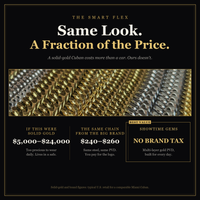Solid gold vs big-brand vs Showtime Gems Cuban price comparison — no brand tax