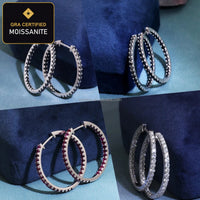 Ruby & Moissanite Huggie Earrings detail