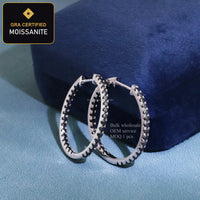 Black Moissanite Hoop & Huggie Earrings (925 Silver) detail