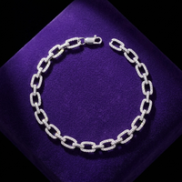 Moissanite pave link bracelet 7mm D-VVS1 rhodium-plated 925 sterling silver on royal purple velvet