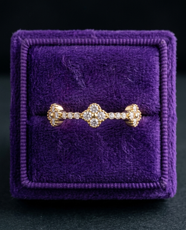 Eternity moissanite ring in royal purple velvet box — Showtime Gems