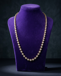 3mm round moissanite tennis necklace on royal purple velvet bust — Showtime Gems