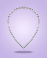V-style moissanite tennis necklace — lavender gradient