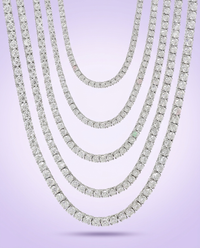 Moissanite tennis necklace sizes 2-6.5mm — lavender gradient