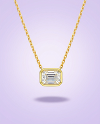 Emerald-cut moissanite bezel pendant — lavender gradient