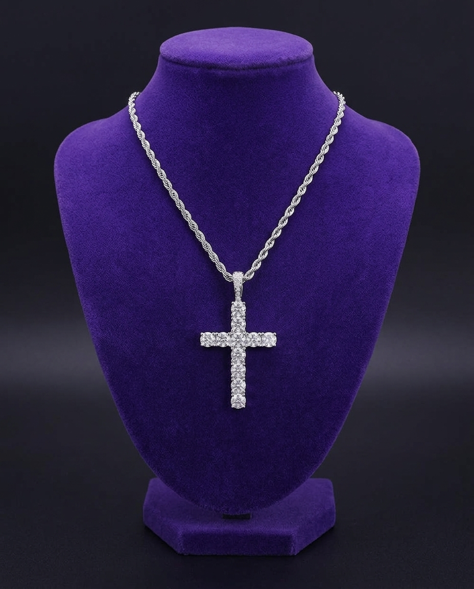 Iced CZ Cross Pendant — Showtime Gems