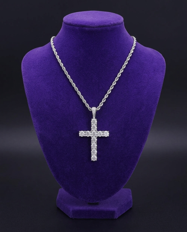 Iced CZ Cross Pendant — Showtime Gems