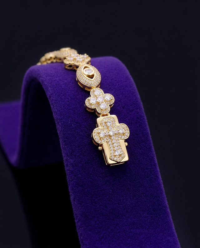 Flip-Clasp Cross Cuban Bracelet — Showtime Gems