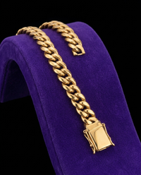 Spring-Buckle Cuban Bracelet bracelet on royal purple velvet — Showtime Gems