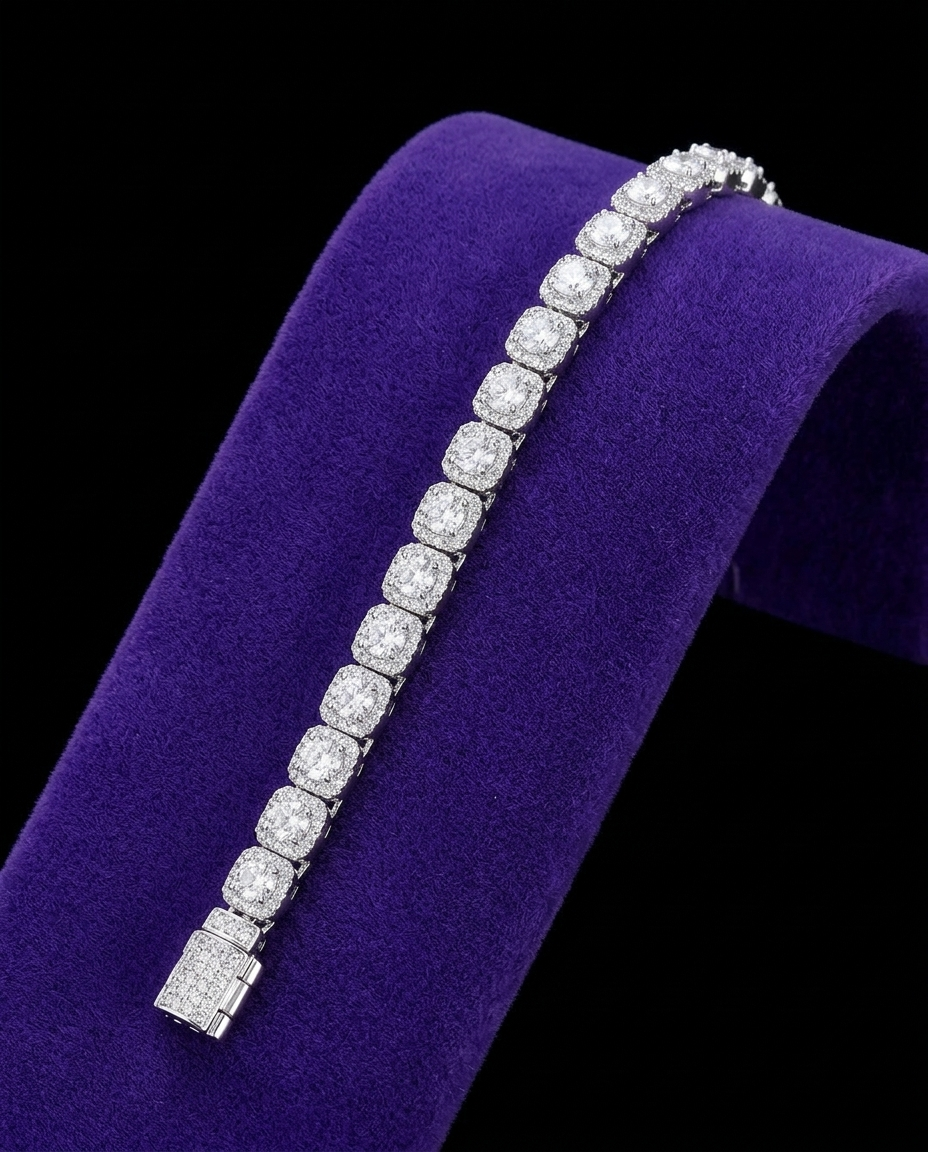 Flip-Clasp Tennis Bracelet bracelet on royal purple velvet — Showtime Gems