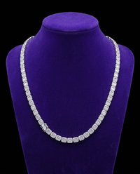 Baguette Tennis Chain necklace on royal purple velvet — Showtime Gems