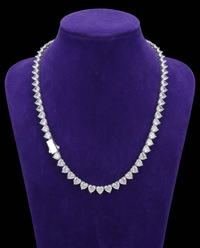 Heart-Cut Tennis Chain necklace on royal purple velvet — Showtime Gems