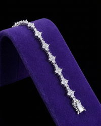 Honeycomb Moissanite Tennis Chain necklace on royal purple velvet — Showtime Gems
