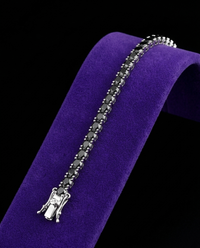 Black Moissanite Tennis Bracelet bracelet on royal purple velvet — Showtime Gems