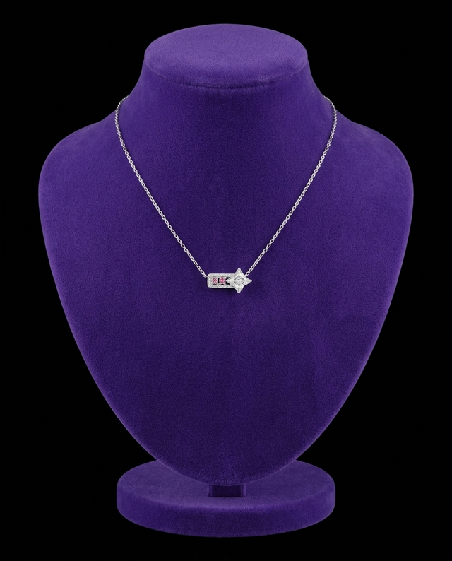 Four-Point Star Moissanite Necklace necklace on royal purple velvet — Showtime Gems