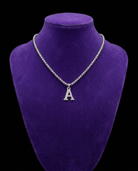 Men's Initial Letter Necklace necklace on royal purple velvet — Showtime Gems