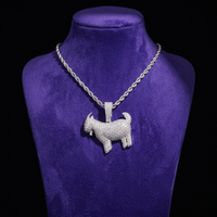 Moissanite Goat Pendant necklace on royal purple velvet — Showtime Gems