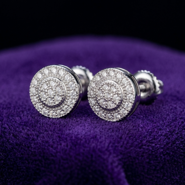Moissanite Stud Earrings earrings on royal purple velvet — Showtime Gems