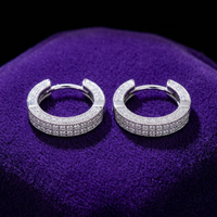 Moissanite Hoop Earrings earrings on royal purple velvet — Showtime Gems