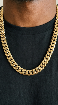 Monaco Cuban Link Chain 6–14mm Spring Buckle 14K Bonded Gold PVD