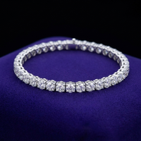Moissanite tennis bracelet 3mm D-VVS1 in 925 sterling silver on royal purple velvet - Showtime Gems