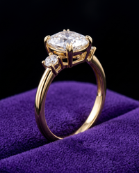 Cushion-Cut Moissanite Engagement Ring ring on royal purple velvet — Showtime Gems