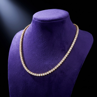 Moissanite tennis necklace 3-6.5mm D-VVS1 18K gold-plated 925 sterling silver on royal purple velvet